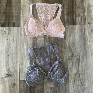 SALE!!! 2 AERIE BRALETTES PINK & GRAY- SMALL